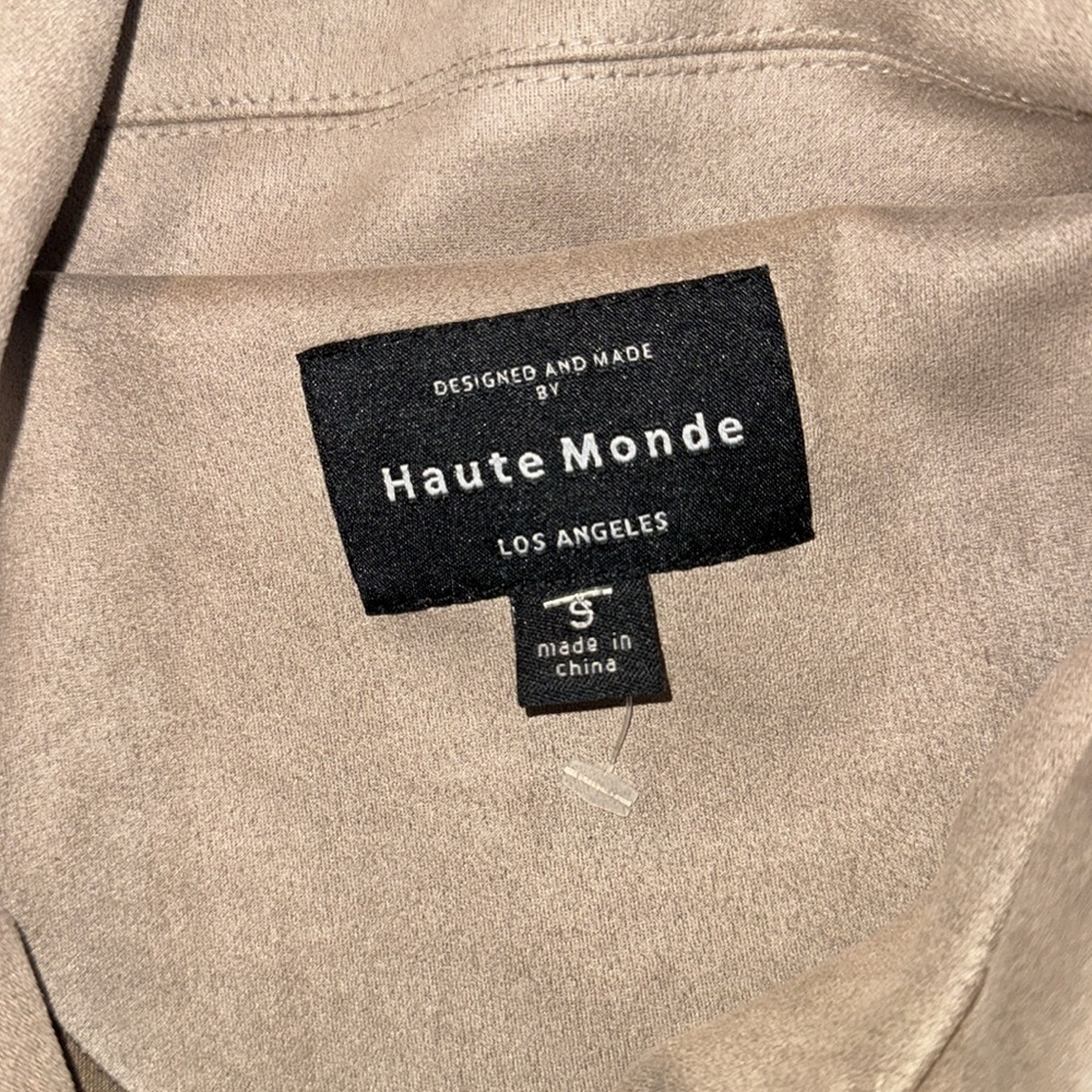 Haute Monde Tan Casual Faux Suede Moto Jacket - Picture 3 of 5